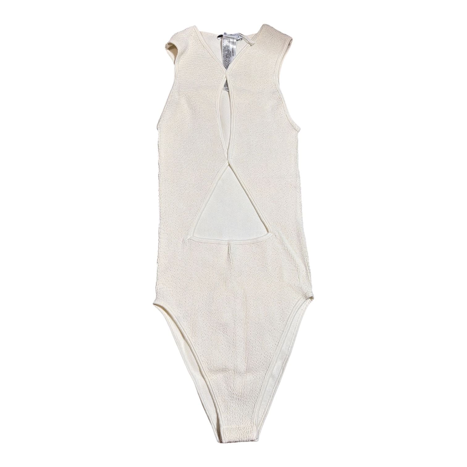 Zara Textured Cut-Out Sleeveless Bodysuit In Cream